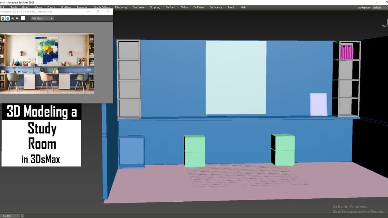 3D Modeling In 3dsmax I How To Model A Study Room - YouTube