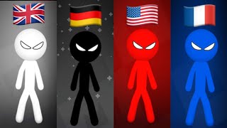 England vs Germany vs USA vs France in the game Stickman Party | INTERNATIONAL GAMES 🗺️