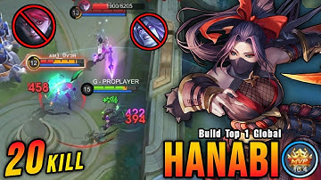 20 Kills No Death!! Hanabi Best Build 100% UNSTOPPABLE!! - Build Top 1 Global Hanabi ~ MLBB