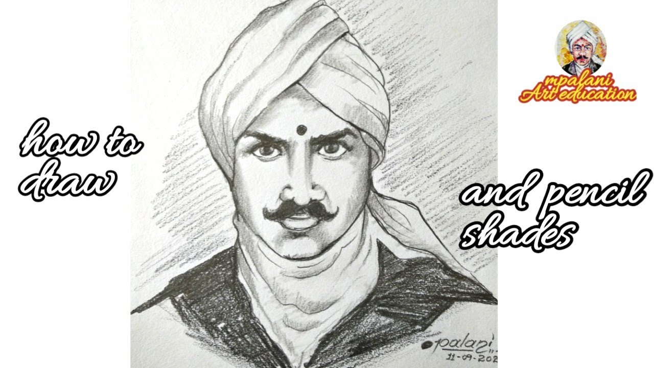 Subramania Bharati Drawing With Pencil Sketch Step by Step  Drawing  Subramania Bharati  YouTube