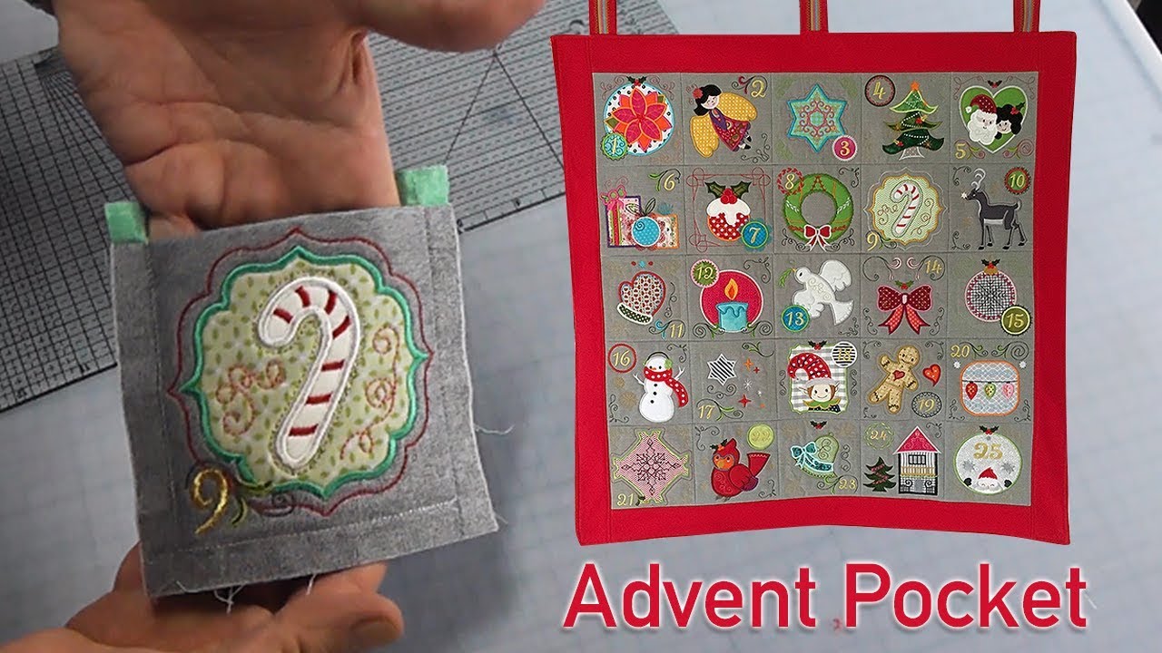 How to Sew an Advent Pocket with an "in the hoop" Block. - YouTube