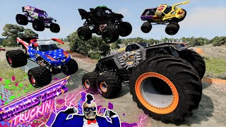 Monster Jam INSANE Racing, Freestyle and High Speed Jumps #21 | BeamNG Drive | Grave Digger