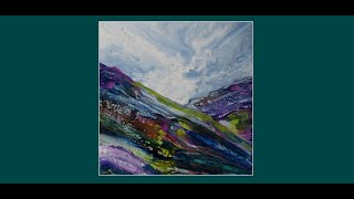 #8328 Mountains Scape Swipe Contemporary Art Fluid Acrylics 10.14.2021intuitive art