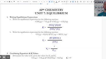 AP Chem Unit 7, Equilibrium: Practice Problems #1