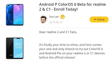 Realme 2 & Realme C1 Android Pie Update with Color Os 6 Beta, Enroll Fast😎