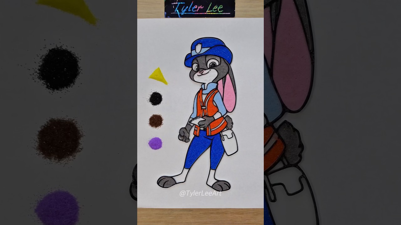 Meter Maid Judy in Colored Sand 🌈🐰 #art #drawing #Zootopia #sandart