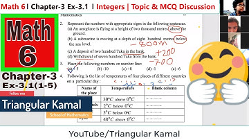 Zoom Class (Girls+Boys) | Math Class 6 Chapter 3 Ex 3.1(1-5) | Integers | NCTB Math 6 | MCQ tricks