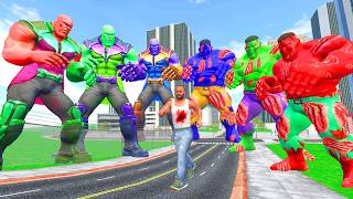 Colorful Thanos & Colorful Zombie Hulks Vs Franklin - INDIAN BIKE DRIVING 3D