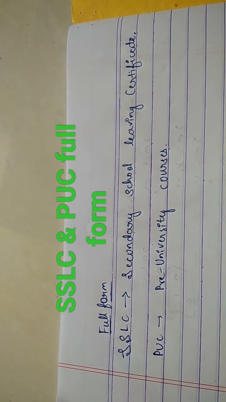 SSLC PUC Full Form YouTube SSLC PUC Full Form YouTube
