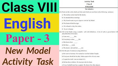 Class 8th English(Part 3)//Model Activity Task//Class VIII English Model activity task solve Paper 3