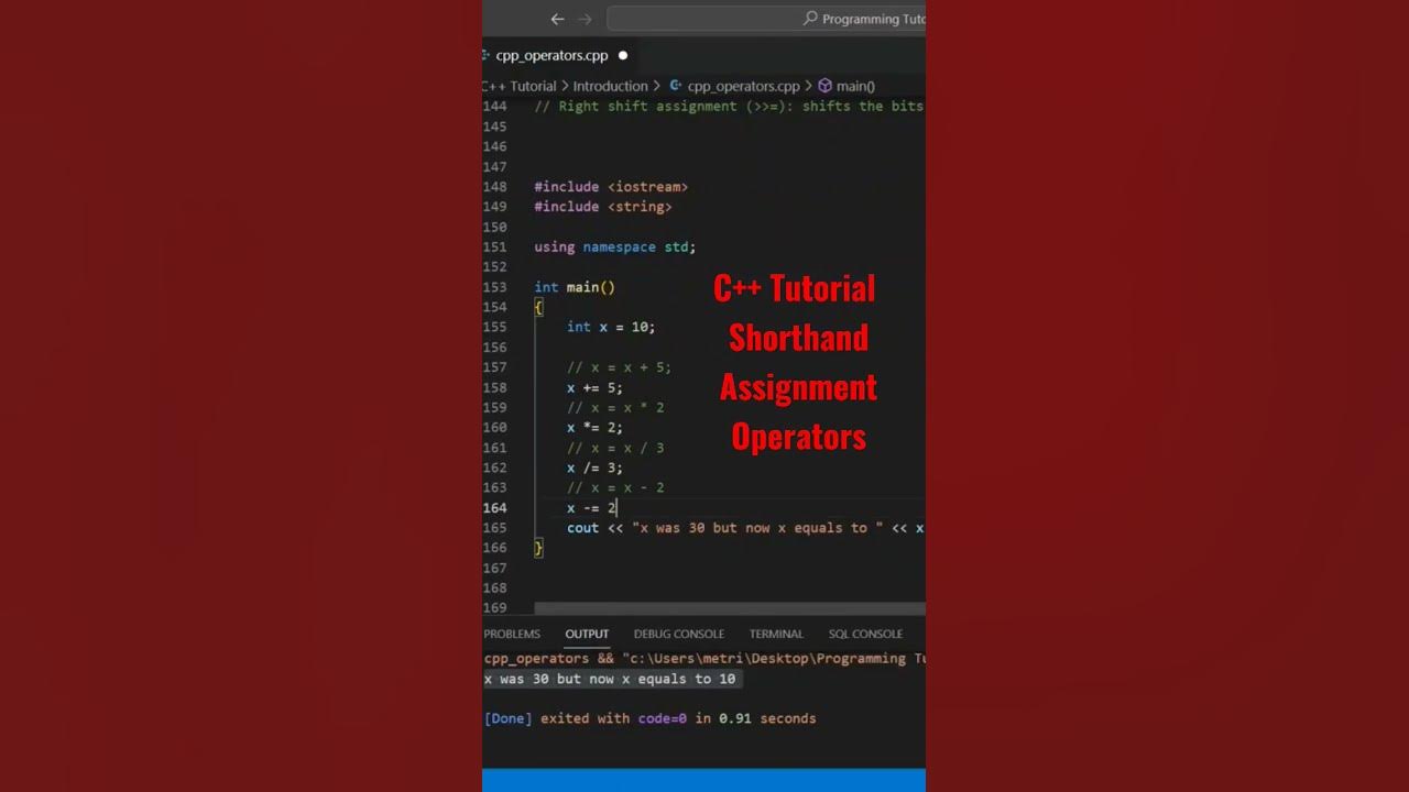 C++ Tutorial - Operators "Shorthand Assignment Operators" - YouTube