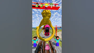 Mario Charactor S Cars Vs Tiger Rings Jump Challenge Beamngdrive Mario 