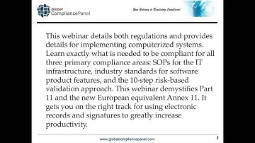 21 CFR Part 11 and Annex 11 - GlobalCompliancePanel