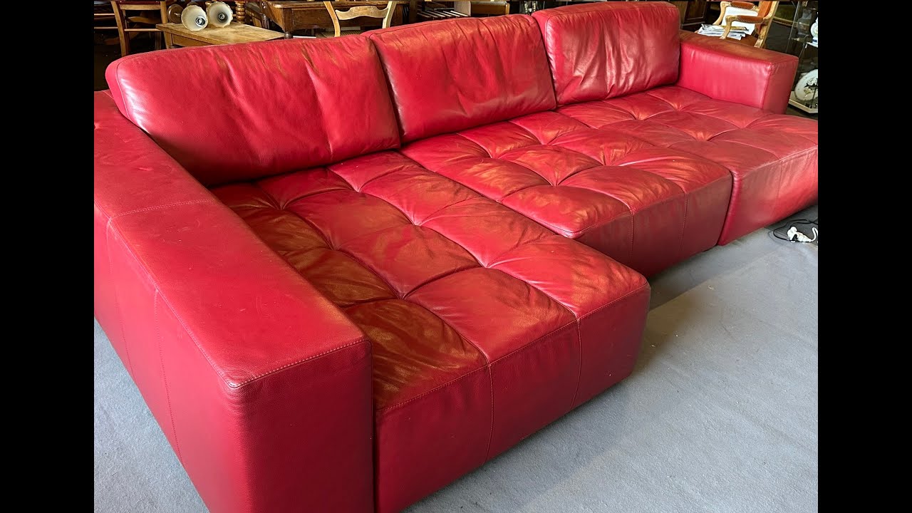 GRAND CANAPE CUIR ROUGE SOFALUX