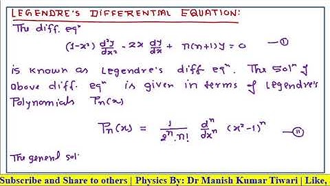 Mathematical Physics | Special Function| Legendre