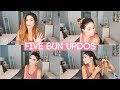 5 Pretty Bun Updo Hairstyles Tutorial (Dance,Prom,)