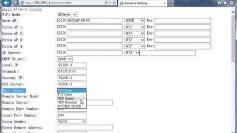 How to use WiFi RS 232 adapter configuration web page
