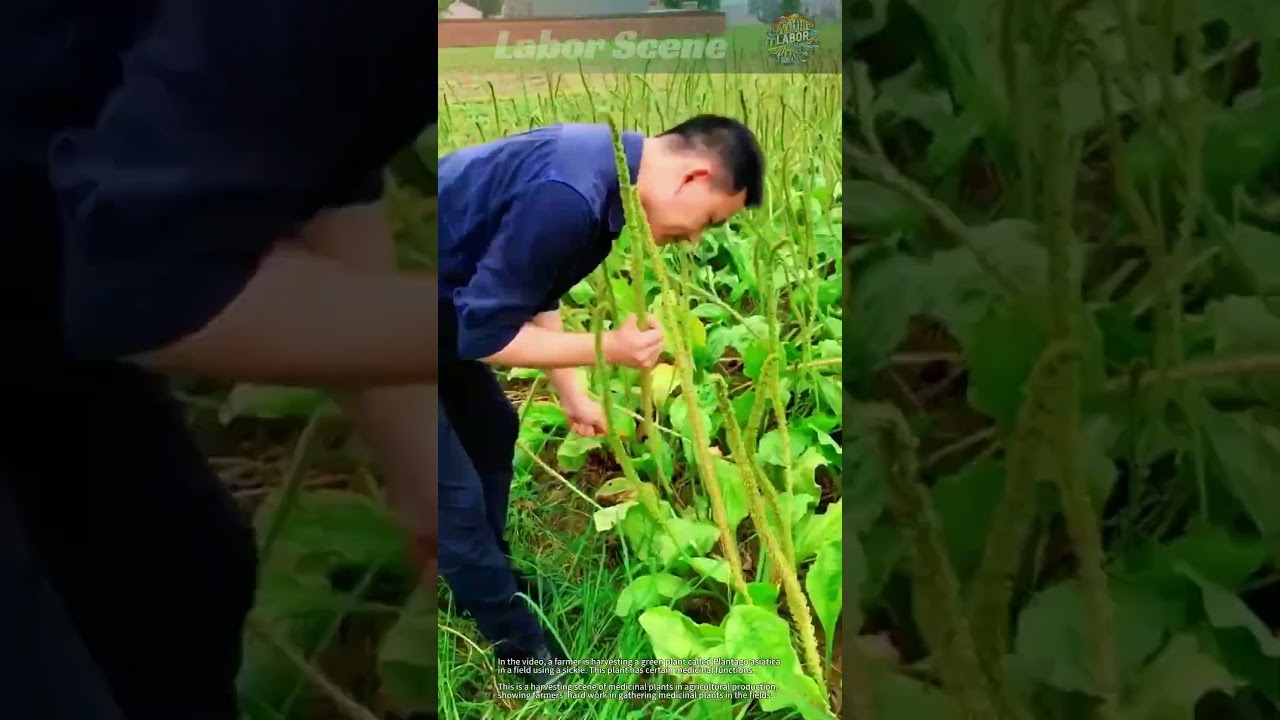 Sickle Harvesting Plantago asiatica