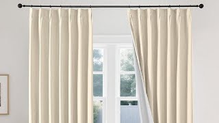 Joydeco Pinch Pleated Linen Curtains for Living Room, 100% Blackout Curtains 84 inches Long 2 Panel