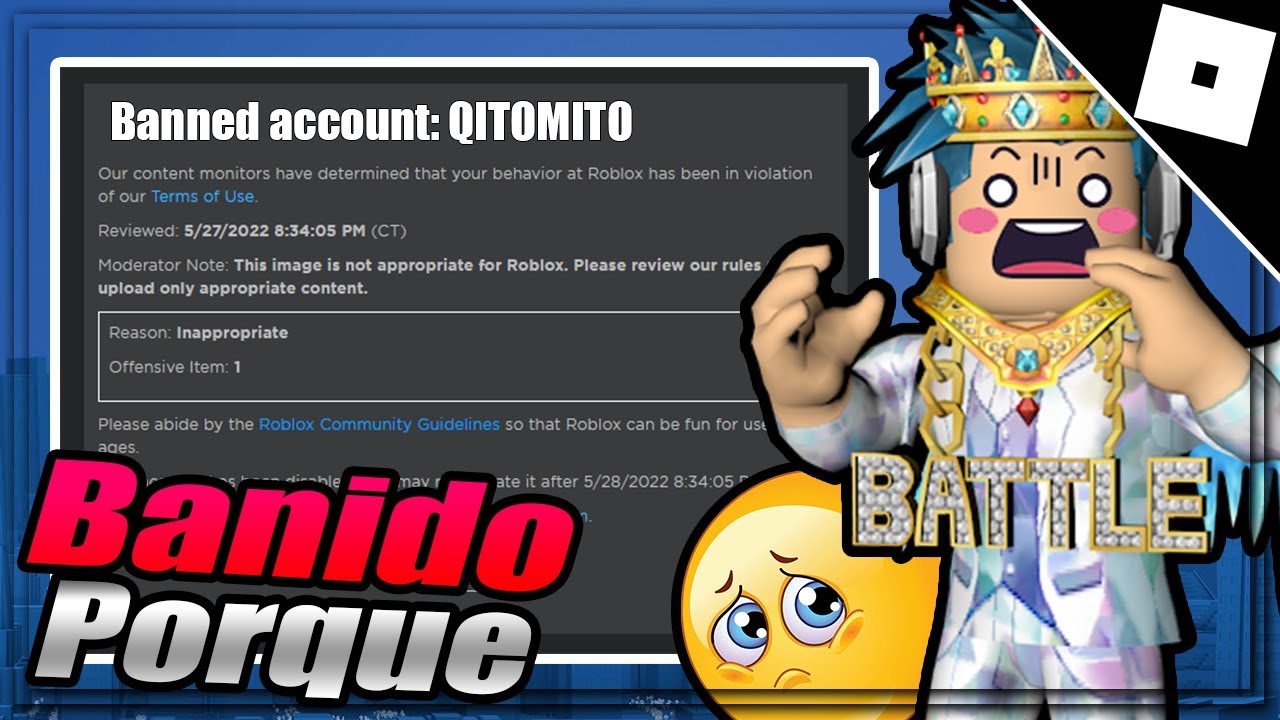 MINHA CONTA FOI BANIDA do ROBLOX.. 