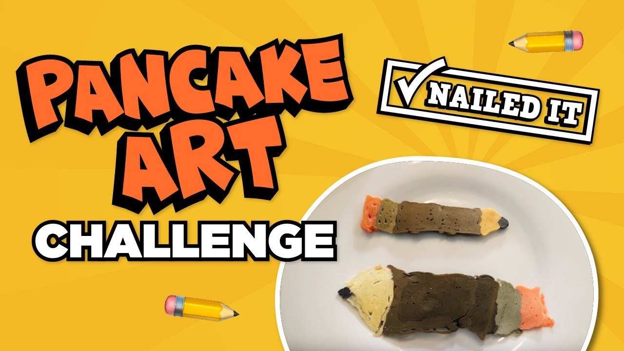 Pancake Art Challenge makes him grumpy // Back to School edition YouTube