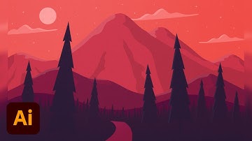 Night Landscape View Textured Effect Vector Illustration Tutorial | Adobe Illustrator CC Tutorial