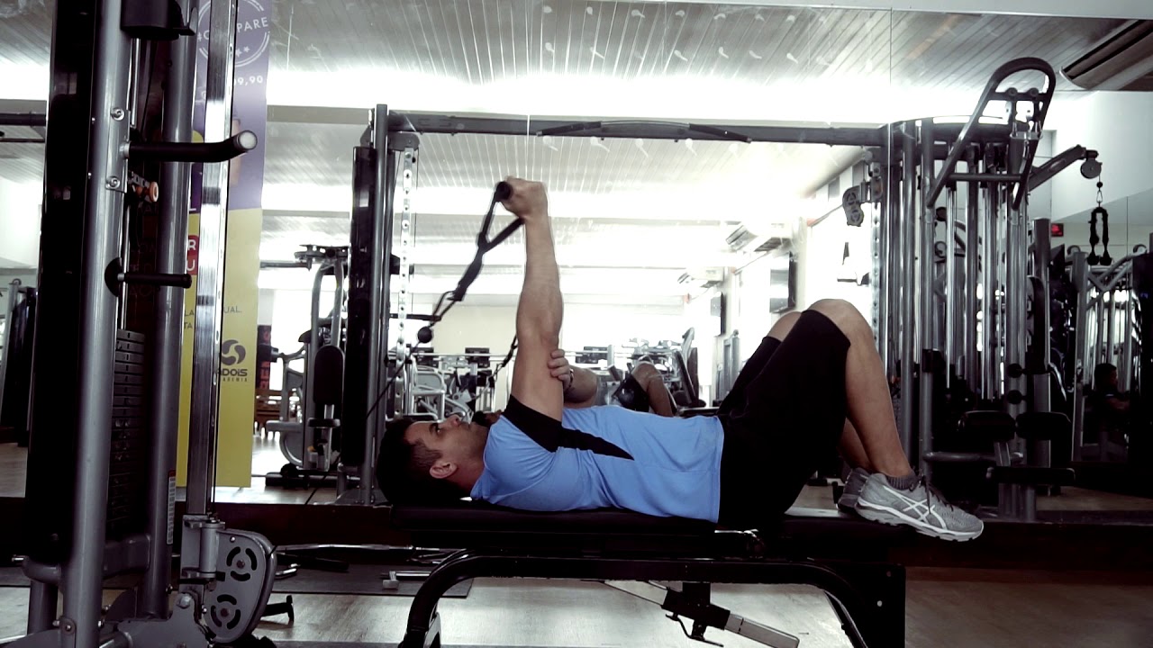 Tríceps testa unilateral pulley baixo peg supinada YouTube