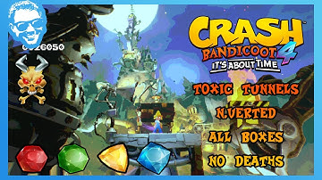 Toxic Tunnels (N.Verted) - Full Walkthrough - No Deaths - All Gems - Crash Bandicoot 4 [4k]