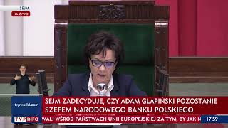 Sejm powołał Adama Glapińskiego na prezesa Narodowego Banku Polskiego na drugą kadencję