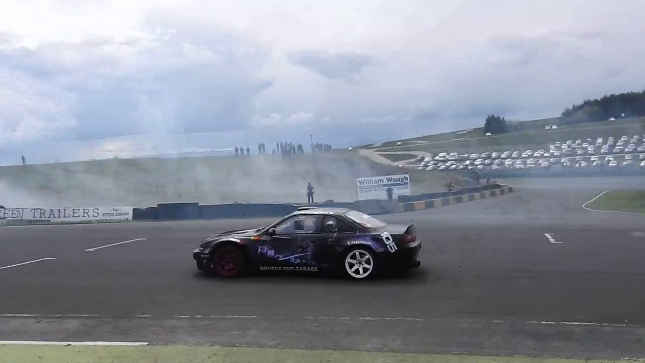 Adam Elder and toyota supra drifting at knockhill