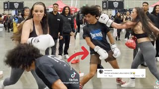 Woman FAILS To Land A Punch On Man