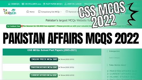 CSS Pakistan Affairs 2022 Solved MCQs | CSS MCQs 2022 | CSS Past Paper MCQs of FPSC