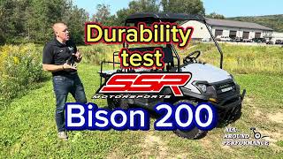 Durability test SSR bison 200 golf cart hills bumps top speed test.