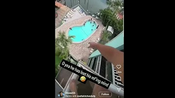 guy jump from building balcony into pool close your eyes🤦🏽‍♂️#omgs #pool  #shocking