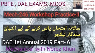 Mech-246 Mcqs 2019 IA/Workshop Practice-II/DAE/Mechanical/PBTE