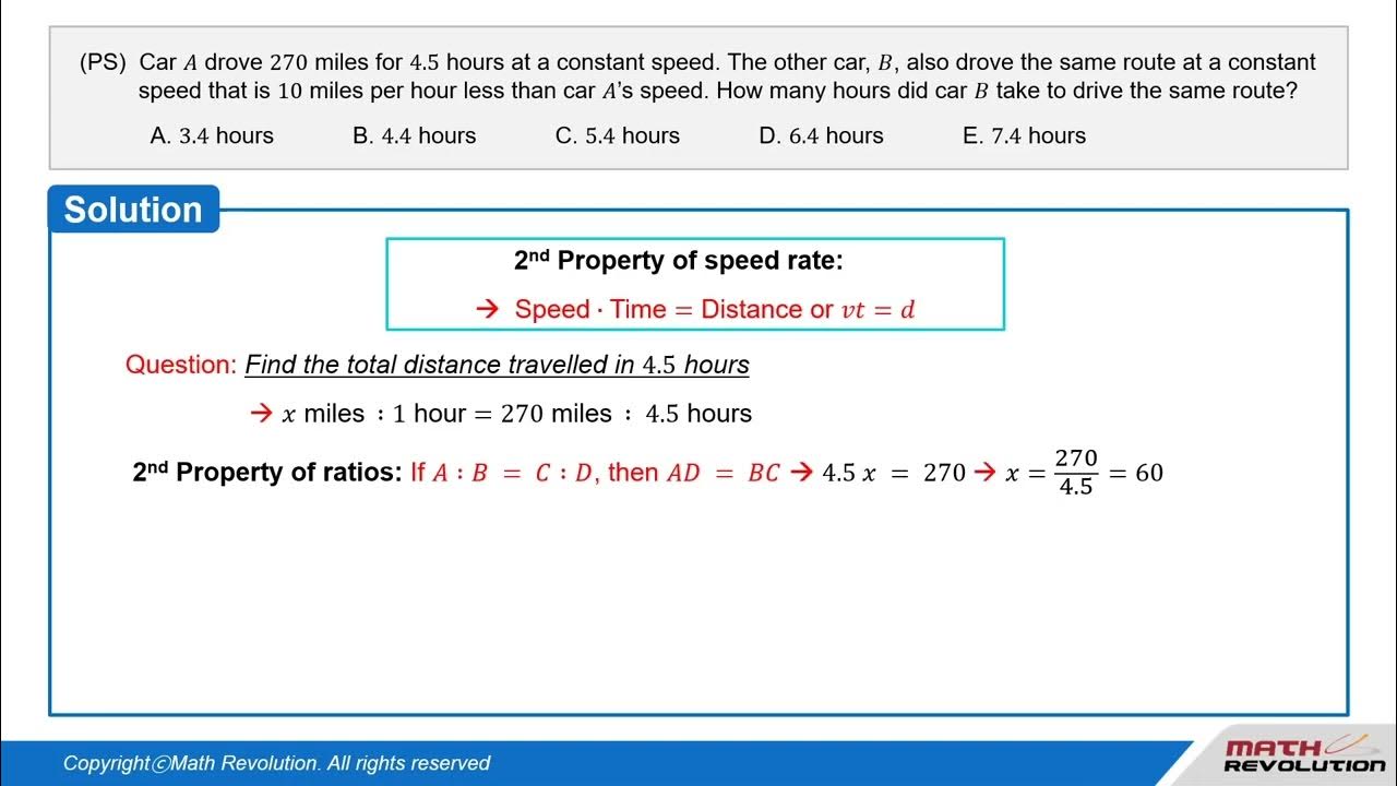 I15. Speed Rates: Second Property (Speed x Time = Distance, vt = d ...