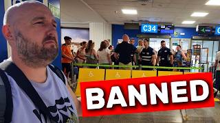 REFUSED BOARDING AND ARRESTED - Drunk man verbally abusing Ryanair staff because his bag was too big
