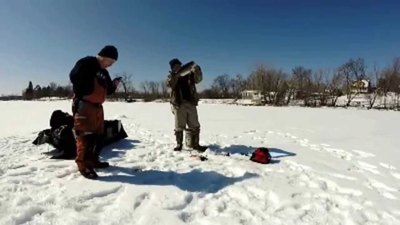 2014 Hmong MN metro ice fishing 5lb bass. Ice fishing YouTube