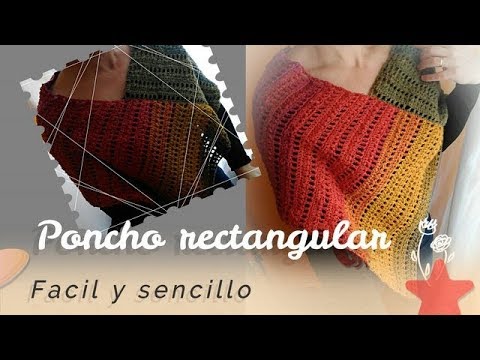 Abrazadera montaje exageración Poncho facil en crochet rectangular | Poncho en ganchillo facil rectangular  - YouTube
