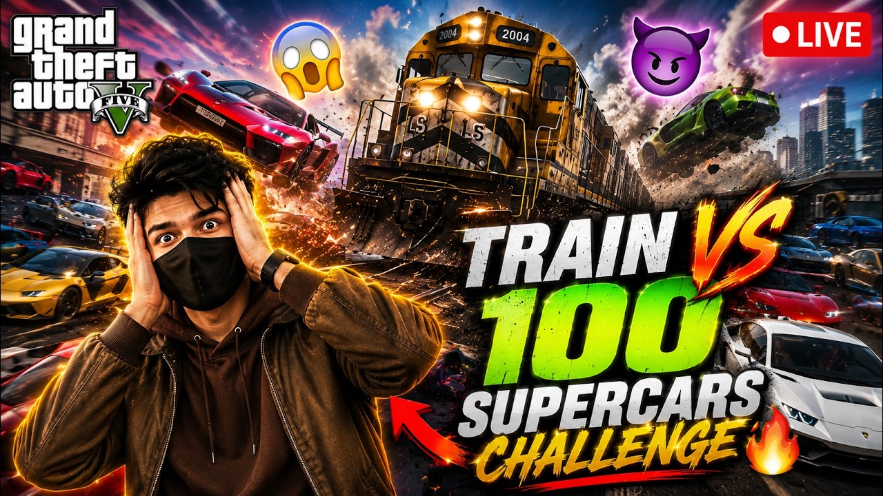 🔴LIVE – GTA 5 🚂TRAIN VS 100 SUPERCARS in GTA 5🚂🔥CHAOS #gta5 #gtav #gtavlive #livestream #shortsfeed