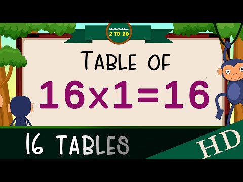 16-x1=16 Multiplication,Table of Sixteen Tables Song Multiplication Time of tables - MathsTables