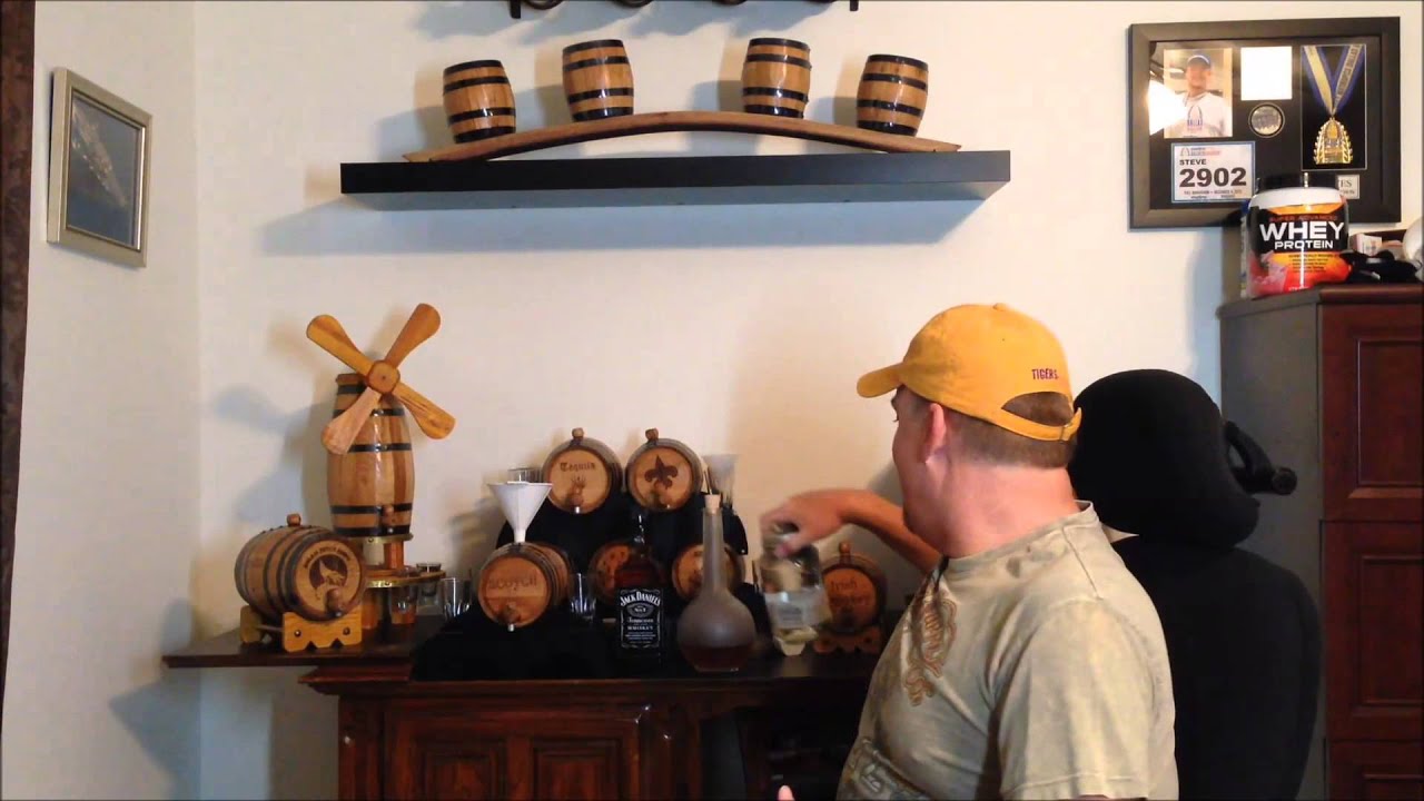 Aging Jack Daniels In Oak Barrel after Moonshiners Ole Smokey Moonshine - Red Head Oak Barrels