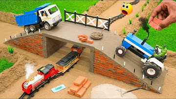 diy mini tractor using bricks and making overhead bridge construction @AdgeCreator