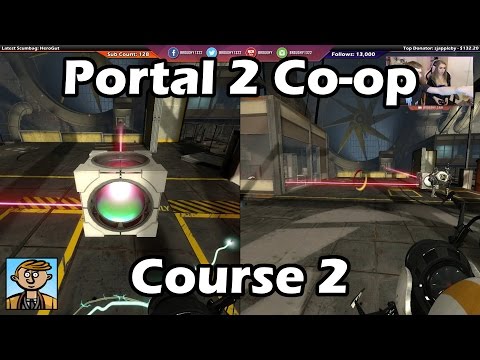 Portal 2 Co-op - Course 2 - Split Screen Playthrough/Let's Play