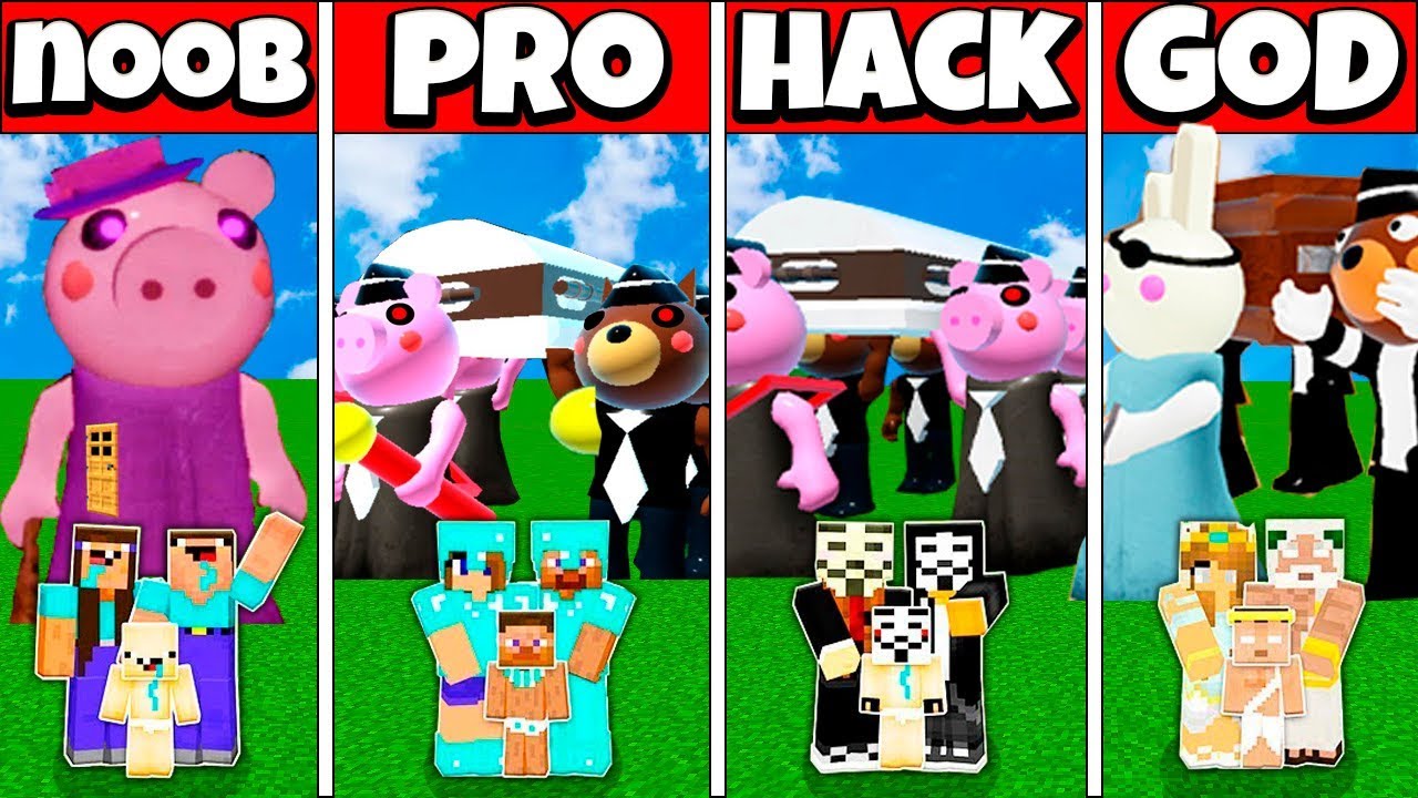 Minecraft Battle Family Piggy Roblox Coffin Dance House Build Noob Vs Pro Vs Hacker Vs God Animation Youtube - noob vs pro roblox piggy