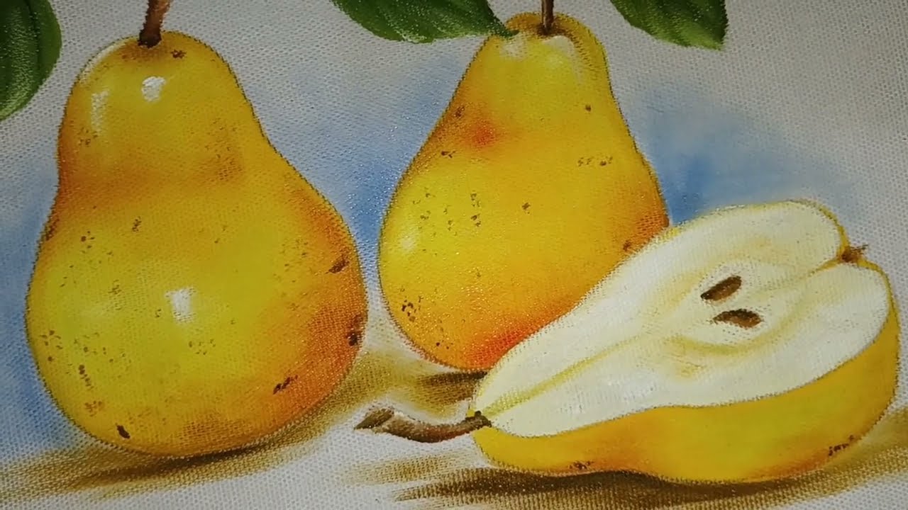 Descubra o segredo de como pintar uma pêra realista - pintura em tecido