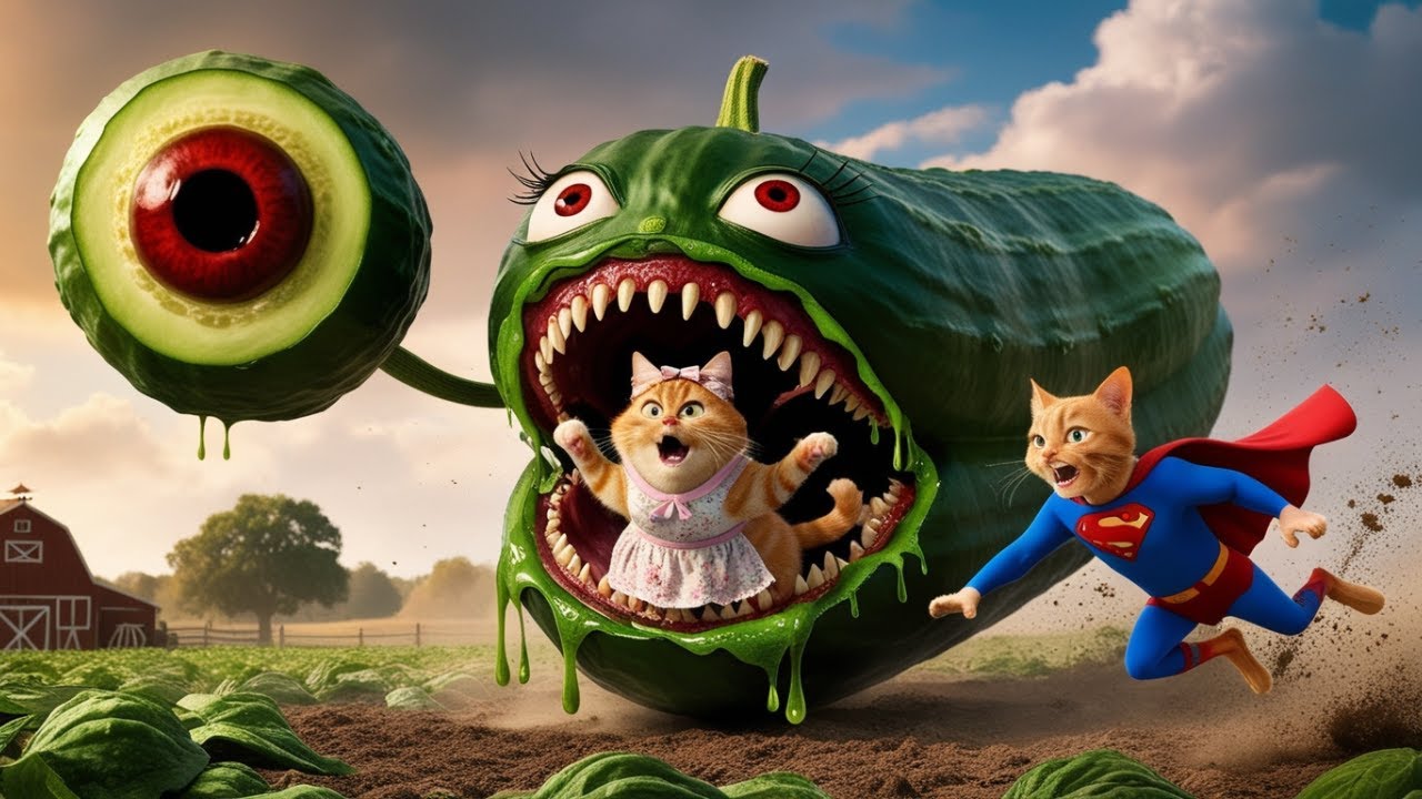 🐱Brave Kitten Fights Giant Veggie Monster to Save Mama Cat!
