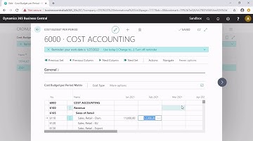 Business Central: Configure cost budget