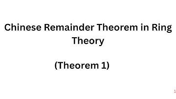 Chinese Remainder Theorem||Ring Theory||CRT of ideals