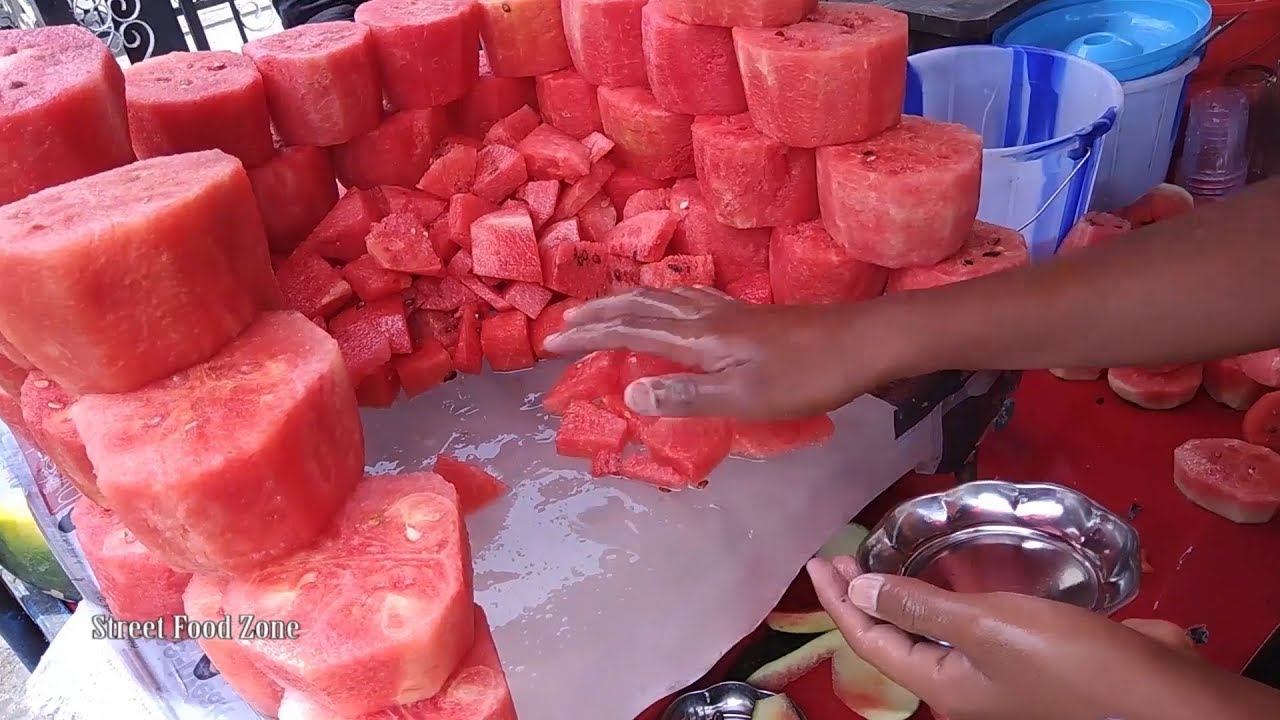 Watermelon Cutting and Making Watermelon Milkshake | Watermelon juice | Watermelon Fruit Ninja | Street Food Zone